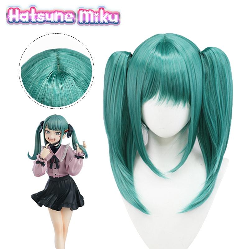 Hatsune Miku Vampire Cosplay Wig W/ Double Horsetail Hairpiece For Carnival Props