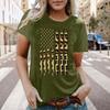 Real Shot Amazon Independence Station Cross-border European, American Independence Day Printed Short Sleeve Top Women's Summer Outer Bottom Shirt