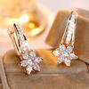 Sparkling White Zircon Star Flower Drop Earrings for Women Golden Wedding Party Jewelry Gifts
