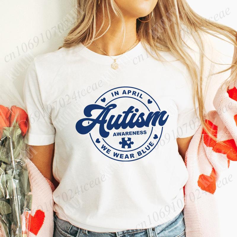 Basic Clothing Unisex Clothes Autism Awareness Print T Shirt Trend Summer Tops Fashion Short Sleeve Tees Autism Graphic Tshirt