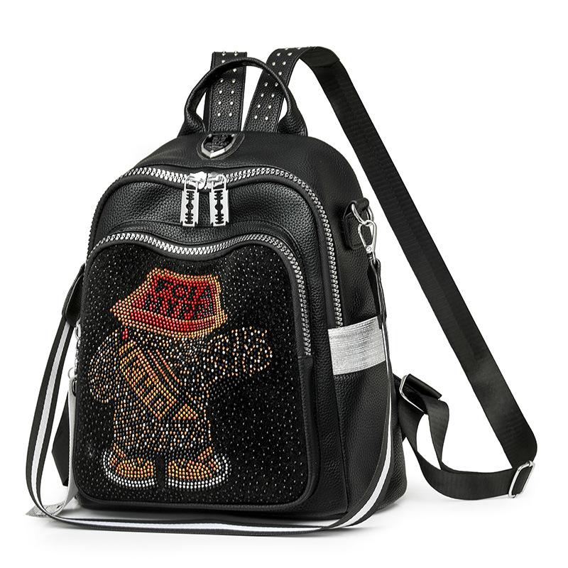 Dammode ny mjukt läder hot diamond ryggsäck med stor kapacitet för resa enkel axel fritid mångsidig ryggsäck