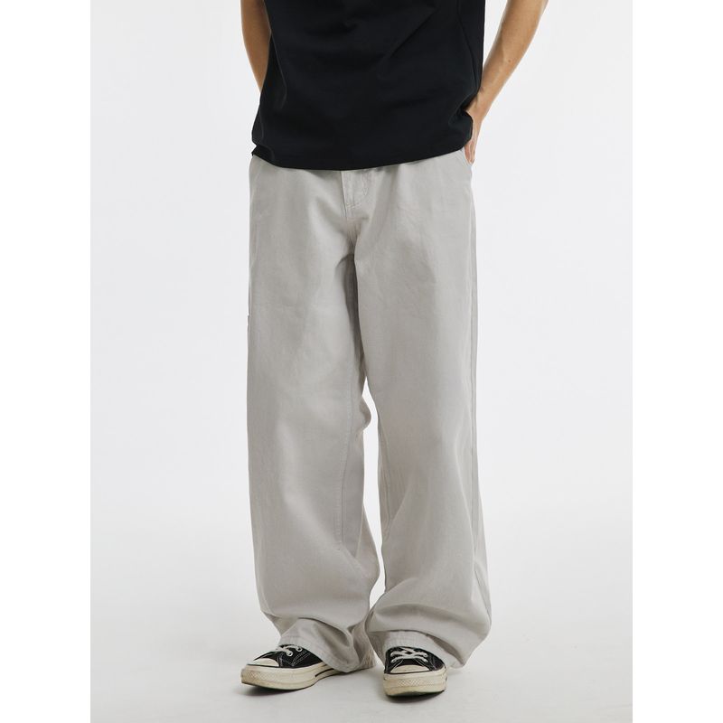 American Retro Spring and Autumn Simple Washed Distressed Jeans for Men, Trendy Street Style Versatile Loose Casual Straight-Leg Pants