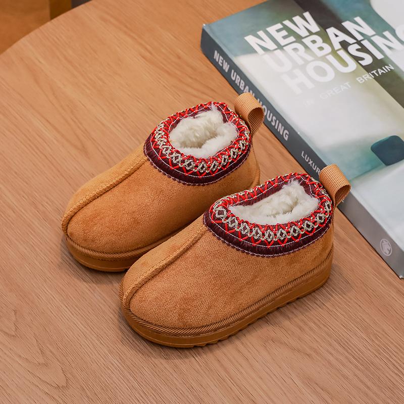 

Winter Baby Warm Snow Boots Girls Low-top Cotton Shoes Boys Winter Short Boots With Fur Inside Little Princess Suede Upper Shoes 24
