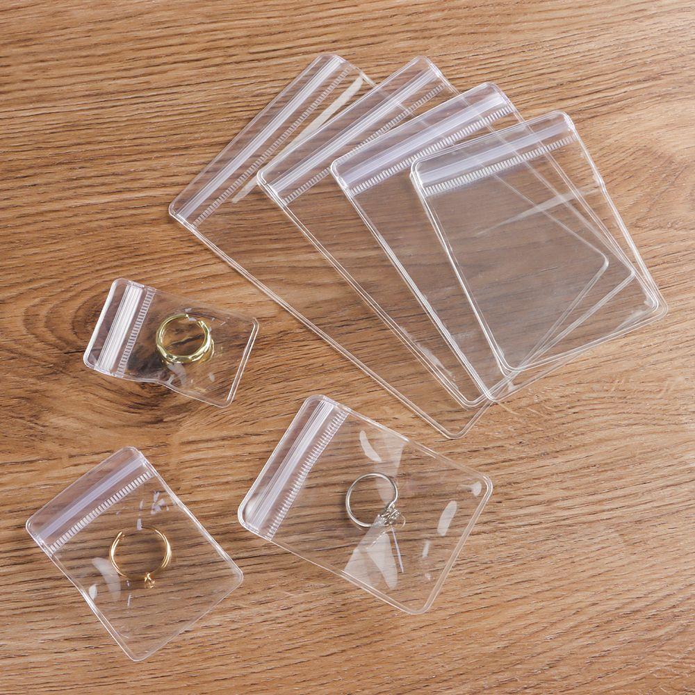 100Pcs New PVC Plastic Self Sealing Bag Transparent Dustproof Zip Lock Bags Reclosable Jewelry Bag Bracelet Ring
