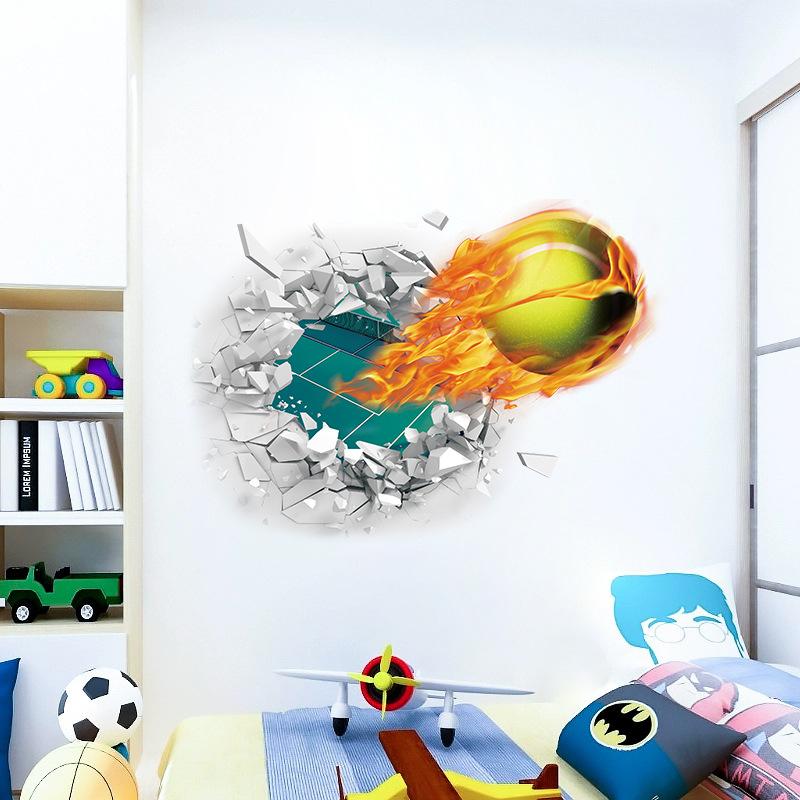 Waterproof sticker wall decal 3D tennis bedroom sticker three-dimensional wall sticker decoration sticker wall sticker