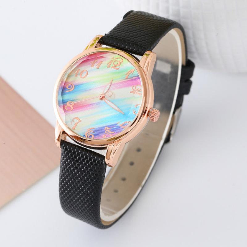 Nuovo Orologio Classico Semplice Studente Moda Colorato Arcobaleno Donna Orologio al Quarzo Lotti