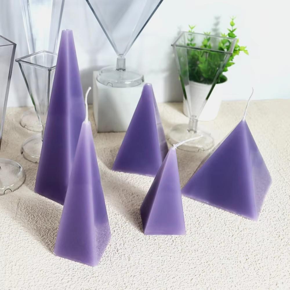Multi Size Pyramid Shape Candle Plastic Mold Geometry Taper Acrylic Mould Artist Candle Making Tool Scented Decor Birthday Gifts