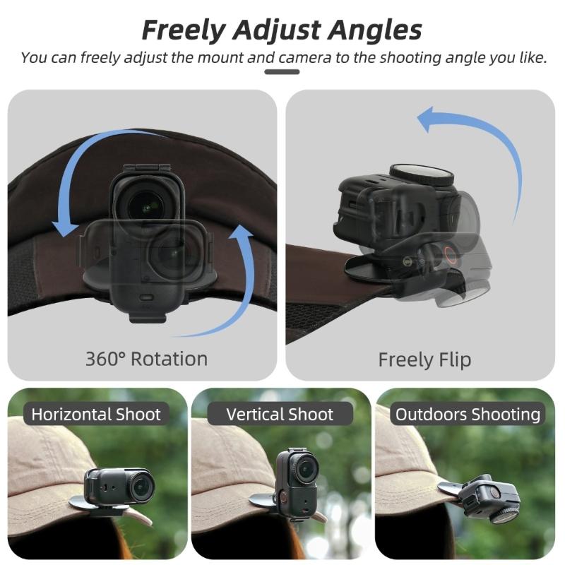 Durability ABS Hat Clip Mount With Front Back Flip 360°Rotations For OsmoNano Camera First Person POV Video Shoot