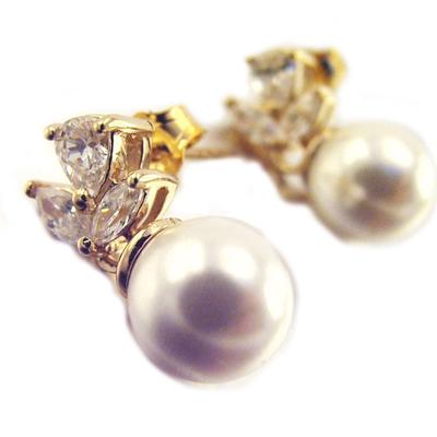 [E7749] - Gold Plated 'Catherine' White Gold Earrings - 10x8 Mm