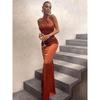 Western Style Ins New Fashion Gyaru Sleeveless Slim fit Long dress Sexy Backless Satin Hanging Neck Dress Women