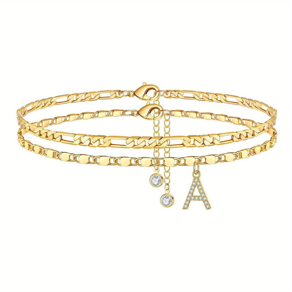 26-Letter Stackable Women's Anklet Set: Fashionable & Simple Summer Jewelry