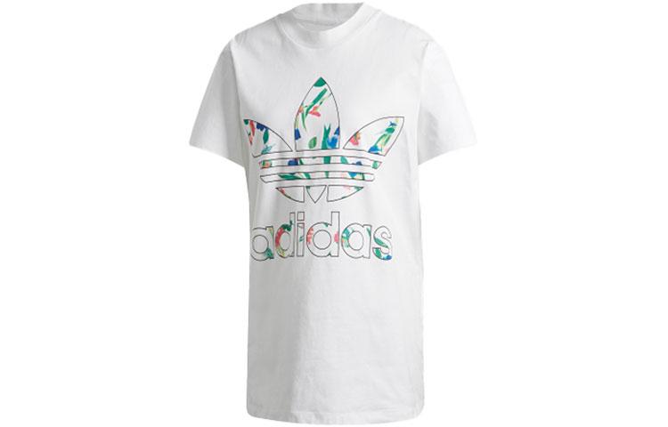 Adidas Originals Trefoil T Shirts Women s White Crew Neck Moderate Straight Fit FM3746 34
