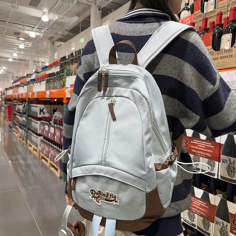 Girl Schoolbag Male Solid Color Backpack Female Large Capacity Travel Bag