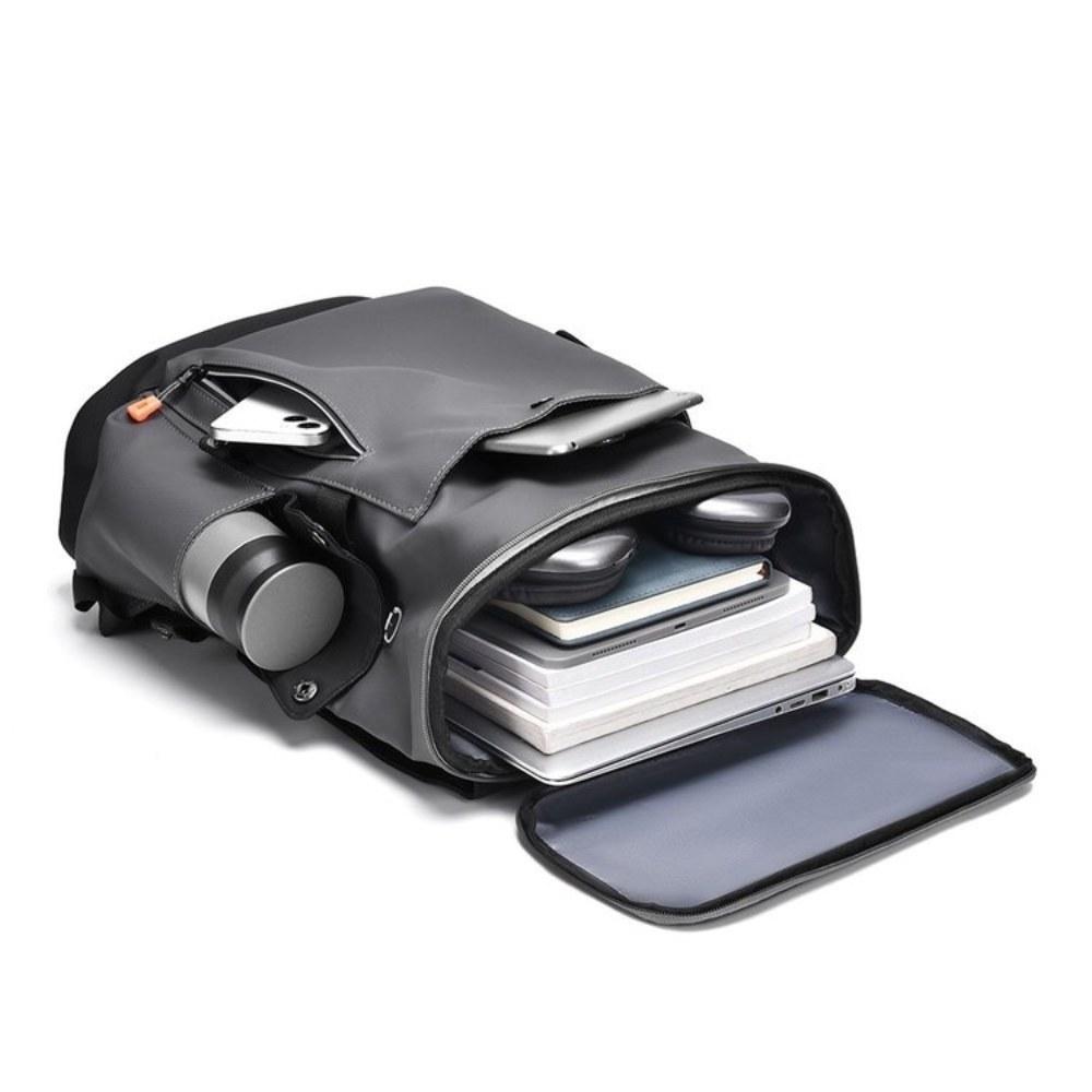 Men Large Capacity Flap PU Backpack with Multiple Pockets for Daily Commute and Travel