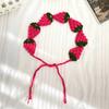 Elegant French Knitted Headband Mushroom Floral Long Knit Turban Retro Bohemian Hollow Out Hair Band Children