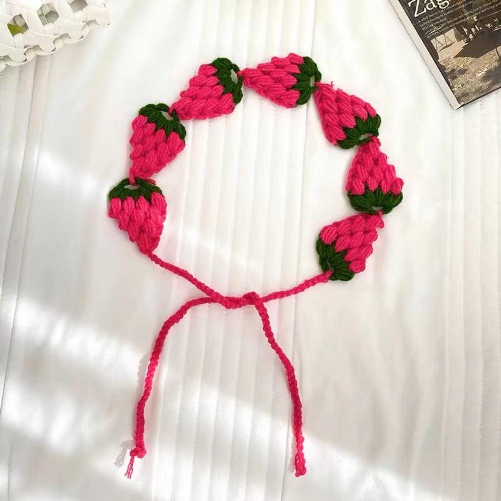 Elegant French Knitted Headband Mushroom Floral Long Knit Turban Retro Bohemian Hollow Out Hair Band Children