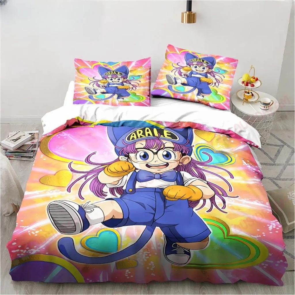 New Cute Cartoon DR Slump Arale Anime Bedding Set King Twin Double Microfiber Polyester Duvet Cover