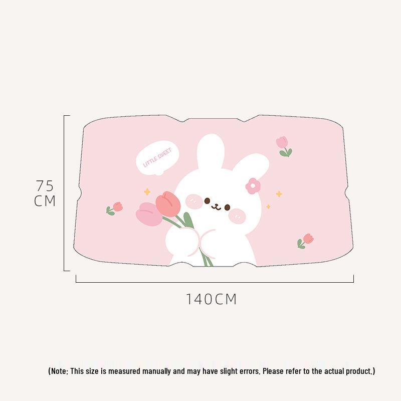 

Cute Cartoon Bear & Rabbit Car Sunshade - Creative Summer Windshield Heat Insulation & UV Protection