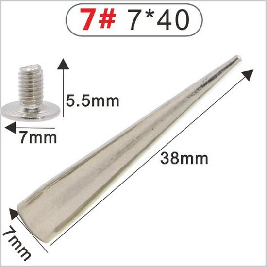Punk Spike Alloy Bullet Rivet Horn Cone with Base Screw for Apparel, Bags, Shoes