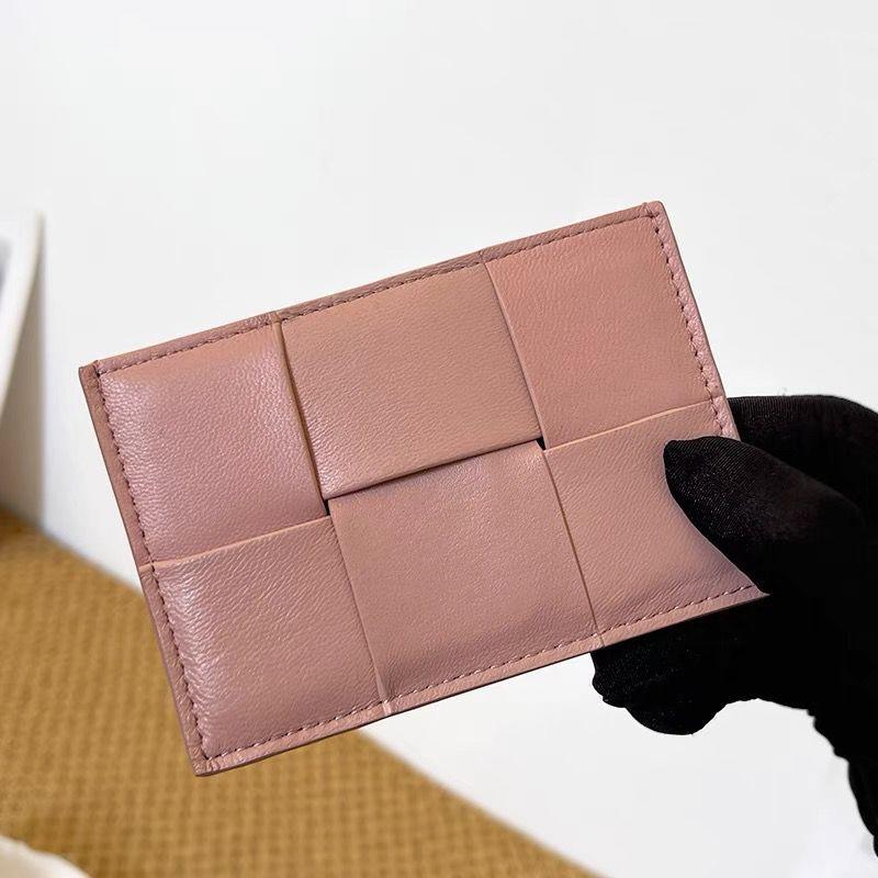 Ультратонкий кожаный кошелек для монет, универсальный маленький держатель для карт, ручной работы, из плетеной овчины, с несколькими отделениями для карт, держатель для удостоверения личности