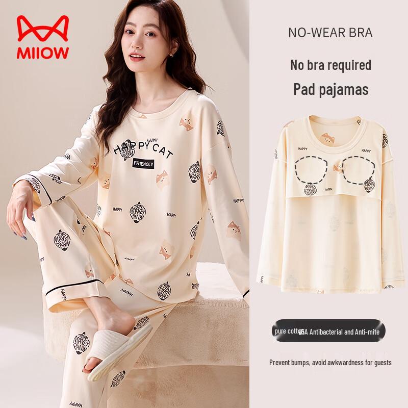 MiiOW Women s Pure Cotton Anti-Mite Pajama Set M