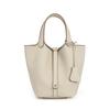 2025 Large Capacity Genuine Leather Commuter Handbag - Lychee Pattern Cowhide Bucket Bag