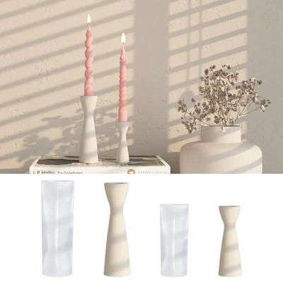 Molde de silicona para portavelas, base de yeso para velas, adorno para decoración del hogar