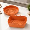 Round and Square Cooking Basket Trays in Reusable Silicone with Grip Handle Design and Crumb Collecting Base Pair