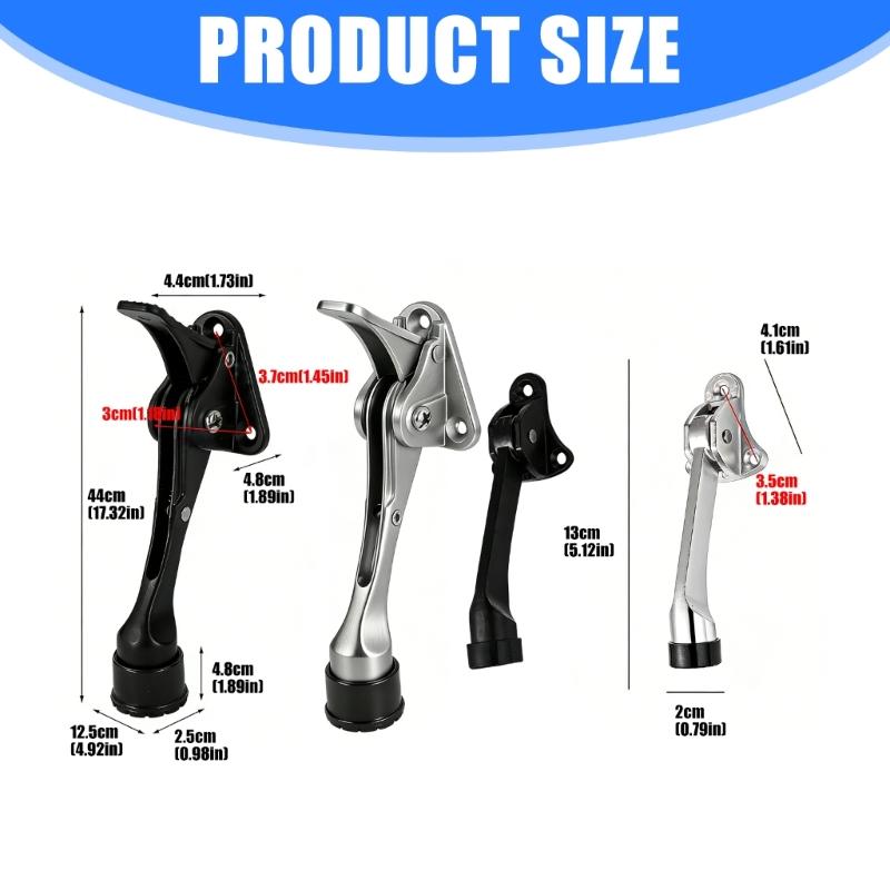 Kickdown Door Stoppers Zincs Alloys Foot-Operated Levers Door Stop Nonslip Rubber Regulable Door Holder Hardware