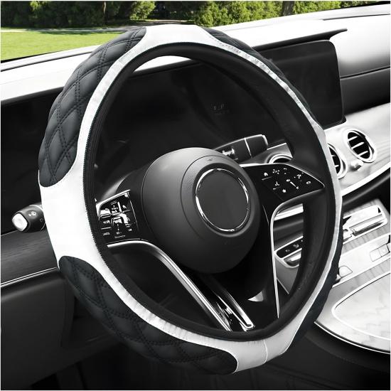 Car Steering Wheel Cover, 15 Inches Non-Slip Leather Car Steering Wheel Protector, Universal Steering Wheel Soft Cover Mats For Car Truck SUV,