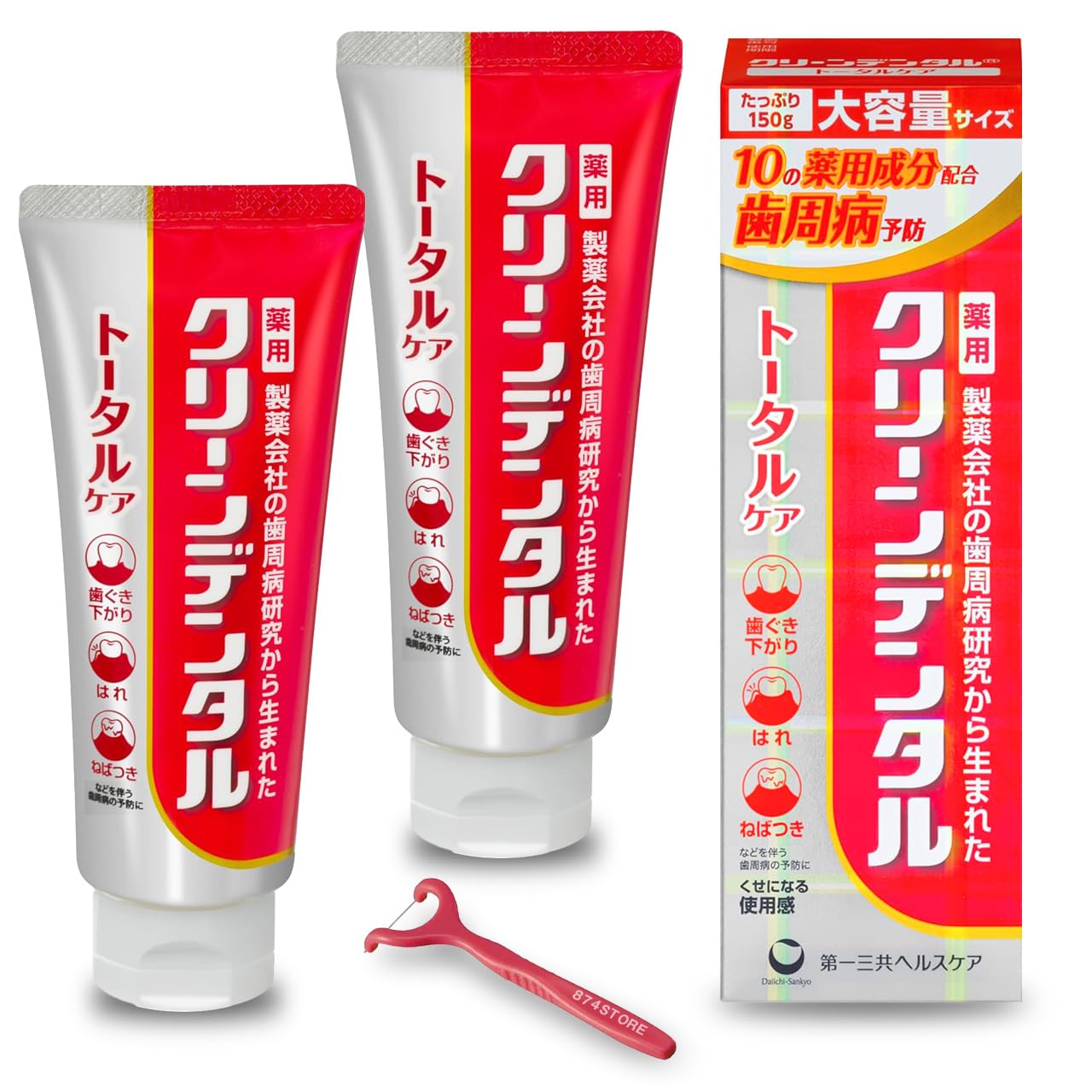 

из 2 бонусных нитей включены Большая емкость Clean Dental L Total Care Value 150 г Набор из 2 [Набор + Y-образный (индивидуально завернутый)]