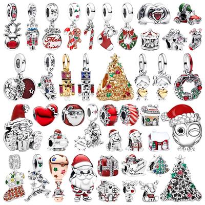 New Christmas Charms Diy Women Jewelry Gift Christmas Tree Red Nose Reindeer Santa Claus Beads Fit Original Bracelet Accessories