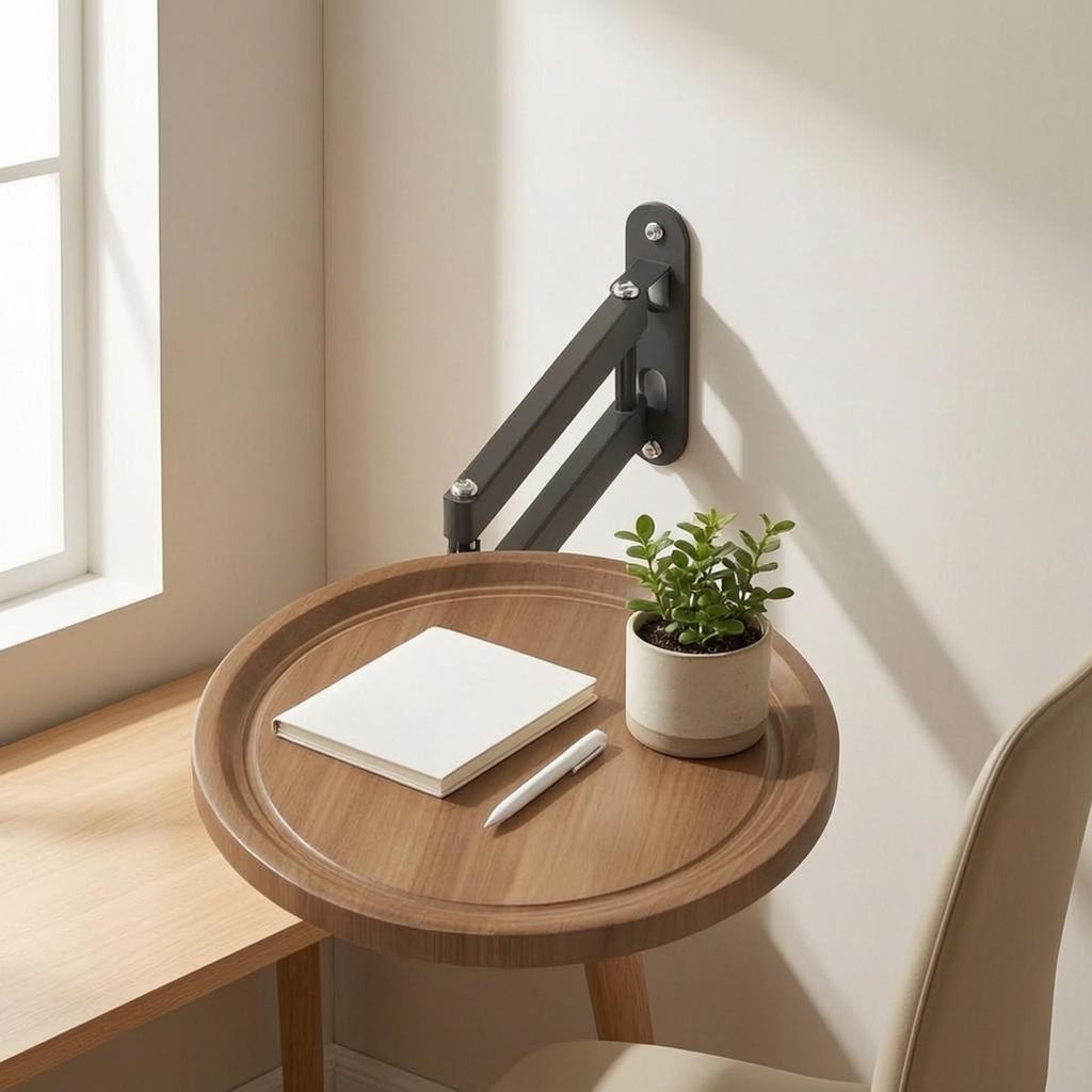 Adjustable Bracket with Round Shelf Modern Wall Mount Heavy Duty