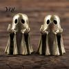 Small Metal Micro Landscape Halloween Ghost Brass Figurine, Funny Middle Finger Ornament for Compact Display Cabinet Table Shelf Mantel Home