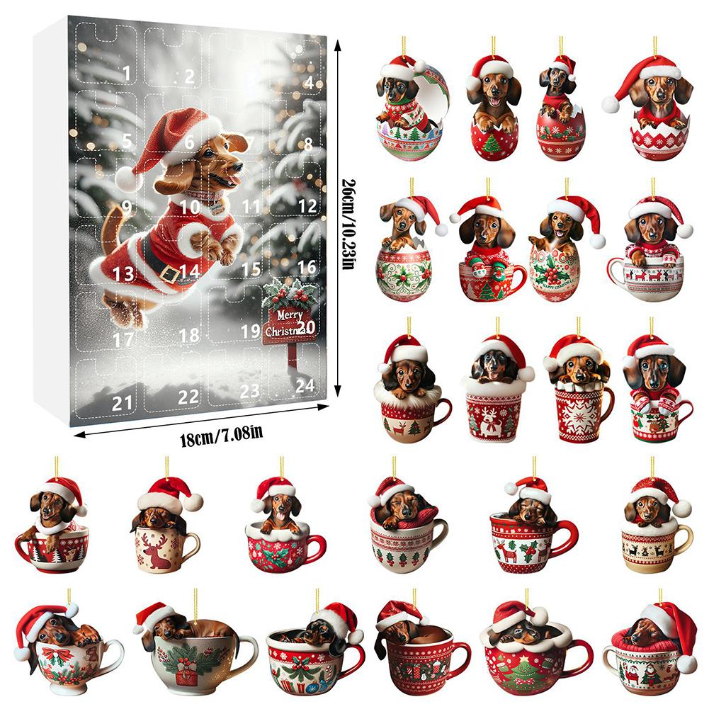 WWII Aircraft Advent Calendar 2025 with 2D Acrylic Unique Mini Dog/Dragon/Aircraft Christmas Advent Calendar for Aviation Lovers