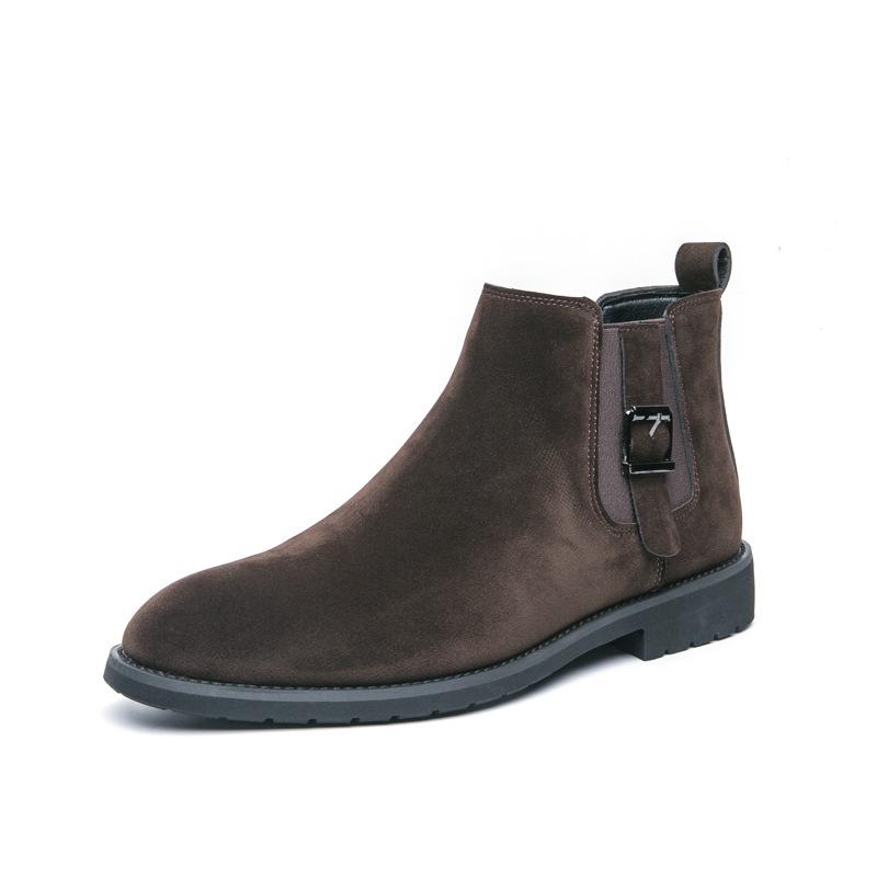 Men s Large High-Top Leather Chelsea Boots - Pointed Toe Slip-On Martin Style