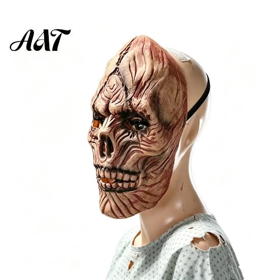 Realistic Latex Skeleton Scary Halloween Masque, Horror Full Face Masque Distressed Cracked Skull for Costume, Cosplay Party, Haunted House Prop