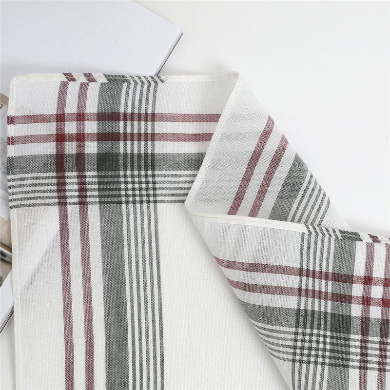 Men's Classic Plaid Polyester Handkerchief for Seniors