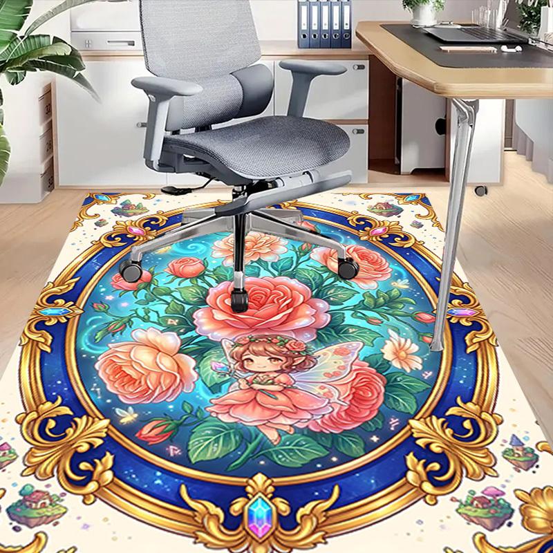 1PC Fairy Roses Non-Slip Floor Carpet Compatible for Office&Living Room&Bedroom&Dining room - Soft & Pattern-G0382