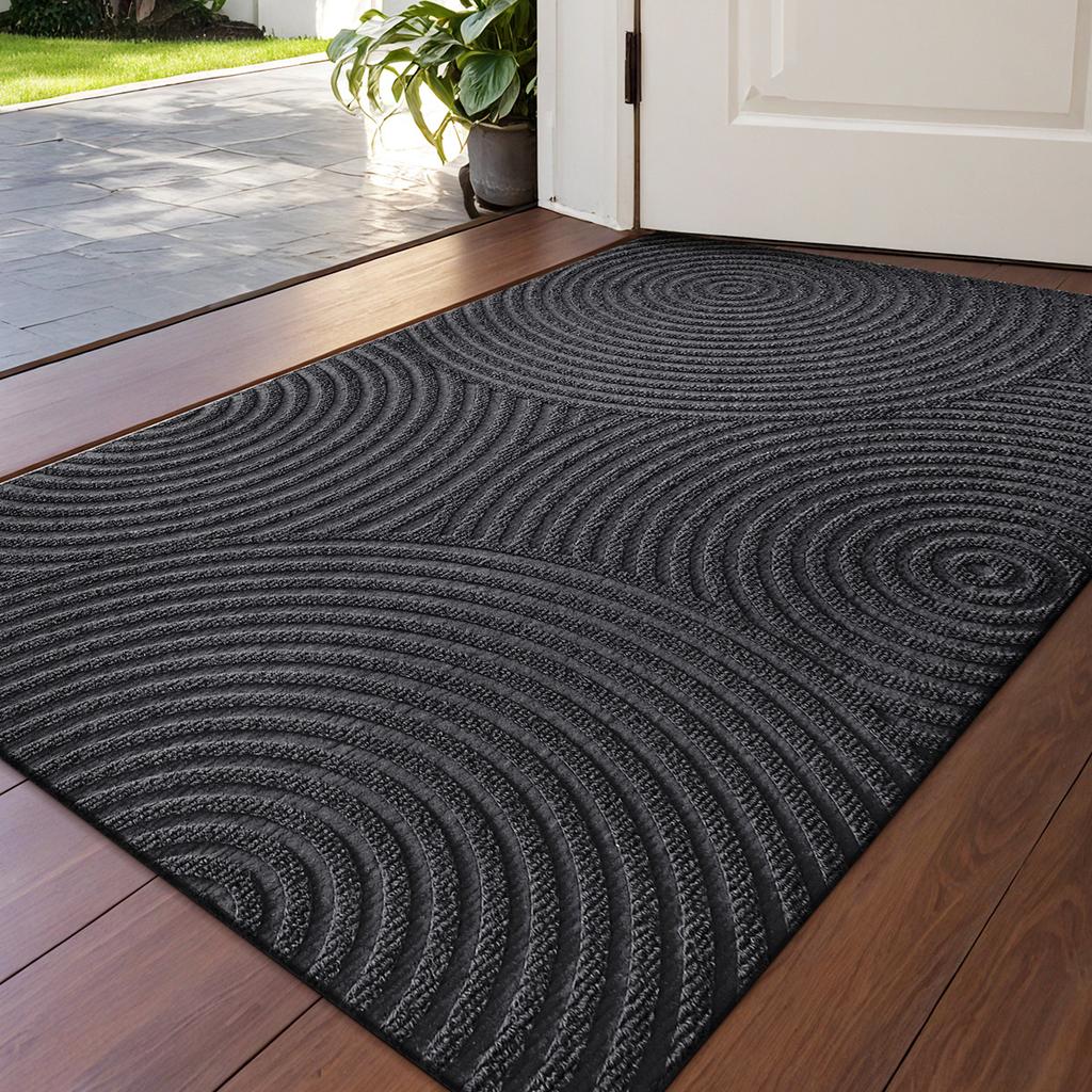 3D Geometrischer Schaber Fußmatte - Robuste Eingangsmatte für Zuhause, Rutschfeste Gummiunterseite, Stoppt Schmutz und Wasser, Schmale Kante