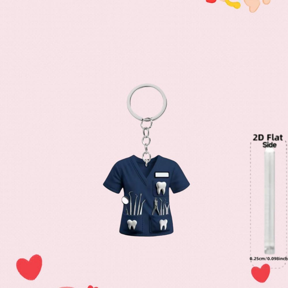 2D Flat Nurse Uniform Shape Car Pendant Christmas Tree Decoration Acrylic Flat Keychain Jewelry Pendant