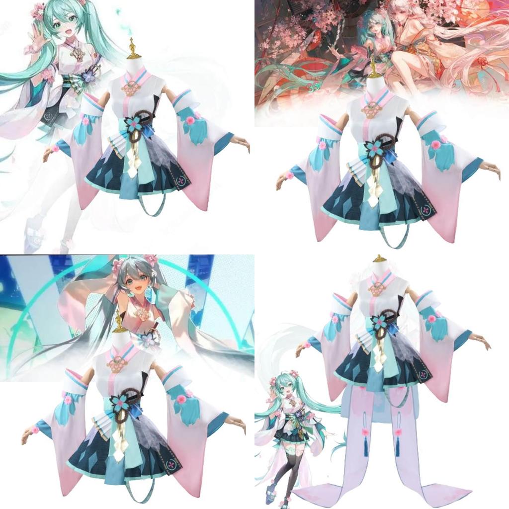 Anime Game Theme Hatsune Miku Cosplay Outfit Polyester Fabric Sweet Fresh Style