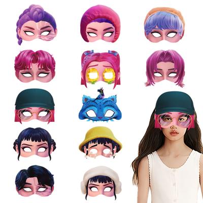 12 Pezzi Maschera di Carta Mezza Faccia Maschera Cosplay con Cinturino Regolabile per Festa di Halloween Carnevali Bar Accessorio