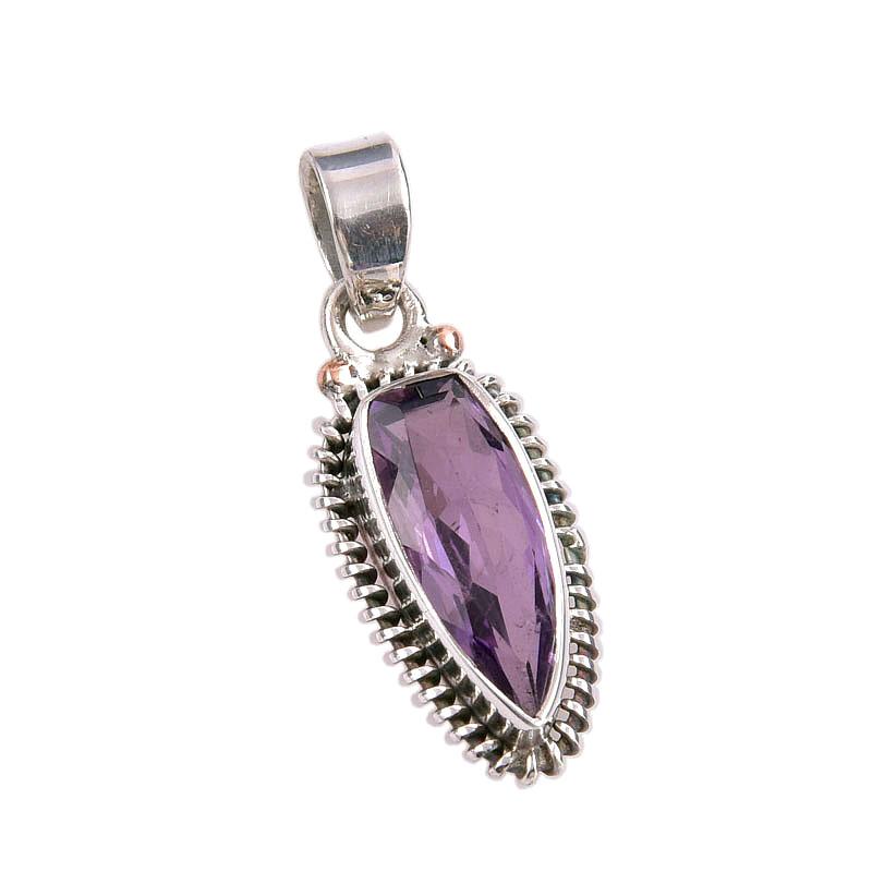 Natural Pink Amethyst Gemstone 925 Solid Sterling Silver Jewelry Pendant 1" Z3j05