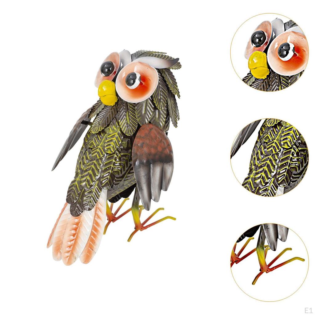 Outdoor Decor Iron Owl Sculpture Art Statue Craft Multipurpose Lifelike Handmade