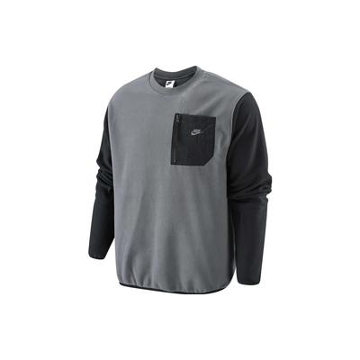Sportswear Fleece Sweatshirt With Logo Print And Front Pocket Men Tops Grey FD2376-068