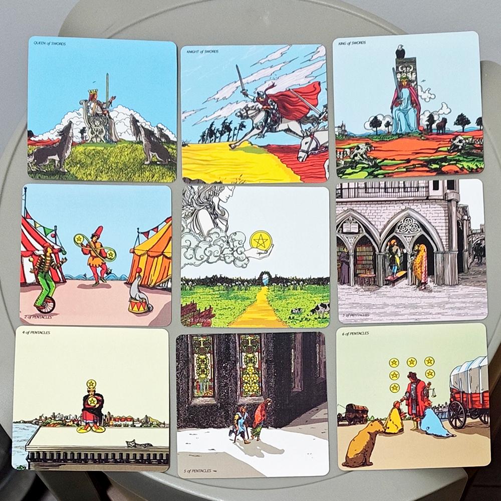 RWS Wide Angle Tarot - Compact Edition 78 Pcs Cards + 2 Specials Frame Cards 7*7cm Double-embossed in Two-piece Rigid Box