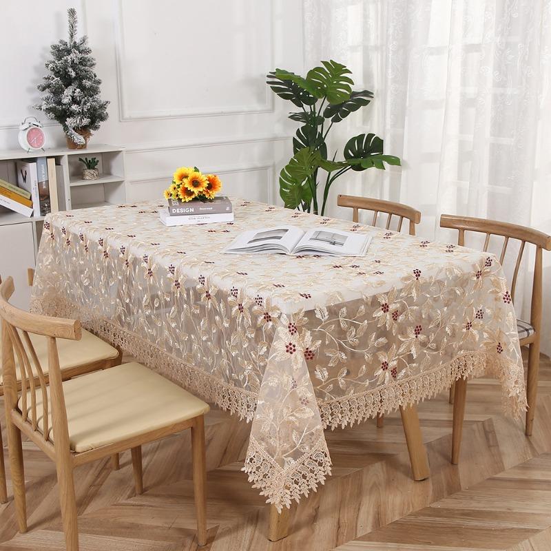 Embroidered Vintage Lace Tablecloth Simple and Stylish Coffee Tablecloths with Floral Pattern Perfect for Kitchen Dining Room or Festive Occasions