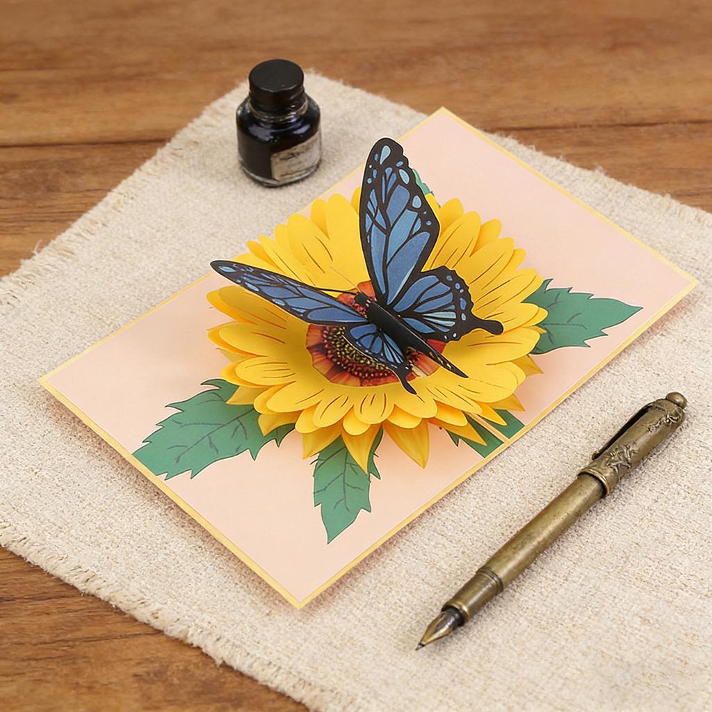 3D Pop Up Flower Greeting Cards Wedding Card Anniversary Thanksgiving Valentines Day Birthday Gift Thank You Card Handmade Cards