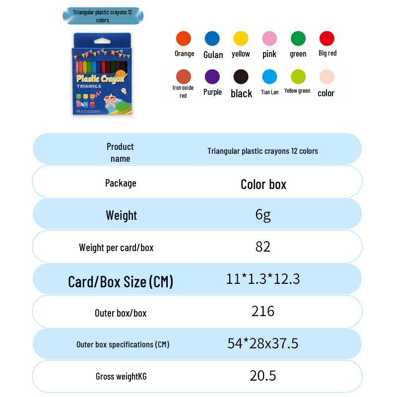 Треугольные пластиковые и масляные мелки: 12, 24 и 36 Непачкающих Цветов для Детского Творчества